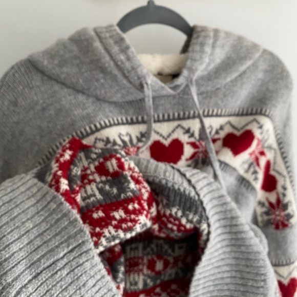 Kaisley grey, white and red sweater, small, with hood & Pom Poms. Adorable.(NWT) - Picture 6 of 10